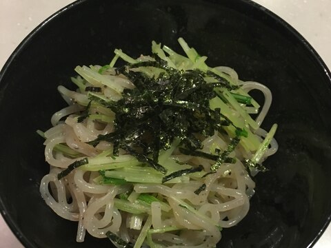 水菜と糸こんにゃくの明太子炒め